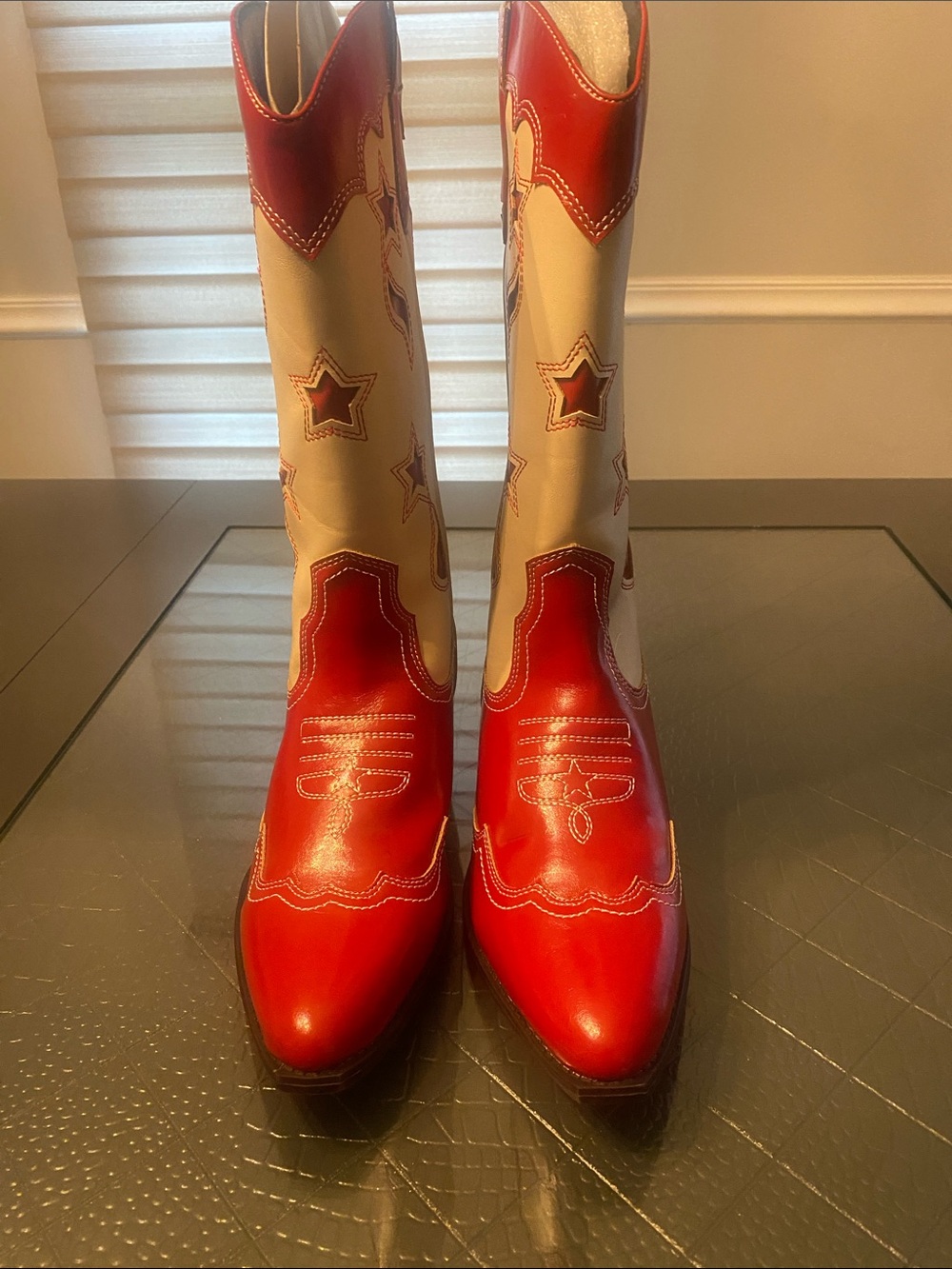 UNIONBAY Red and Cream Western Knee-High Boots